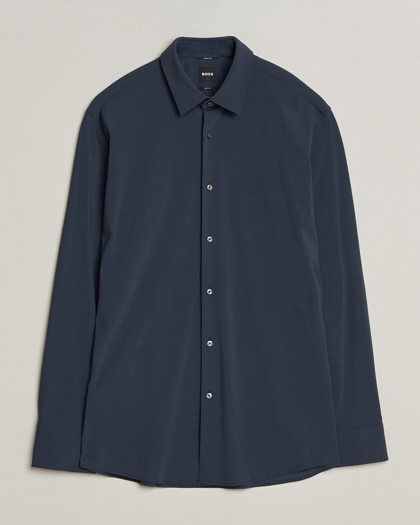 BOSS BLACK Hank 4-Way Stretch Shirt Dark Blue – Blauw