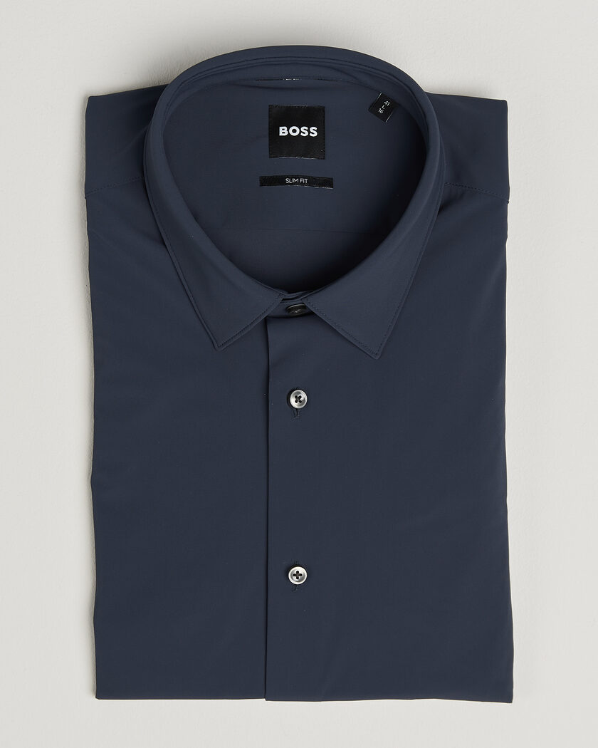 BOSS BLACK Hank 4-Way Stretch Shirt Dark Blue – Blauw
