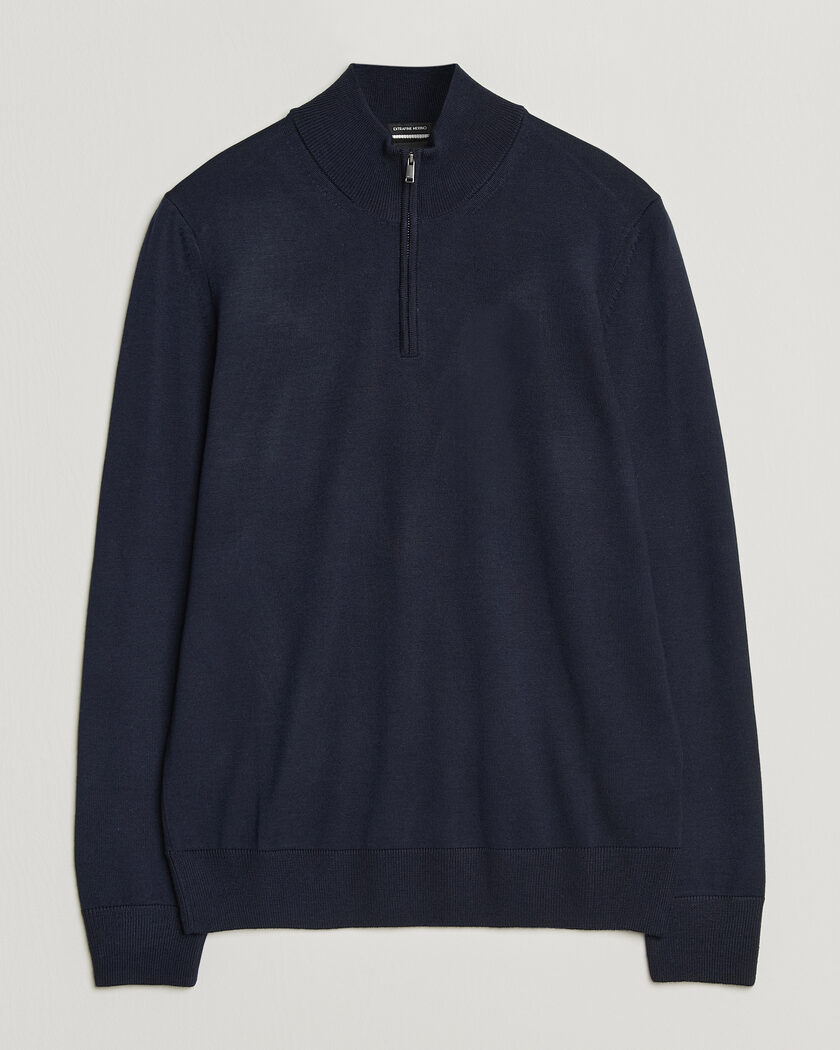  BOSS BLACK Ebenji Merino Knitted Half Zip Dark Blue – Blauw