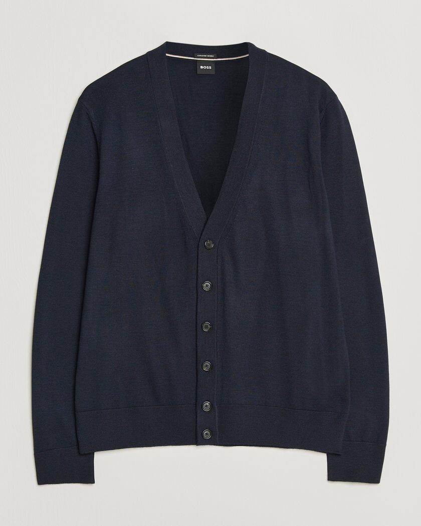 BOSS BLACK Mardon Wool Cardigan Dark Blue – Blauw