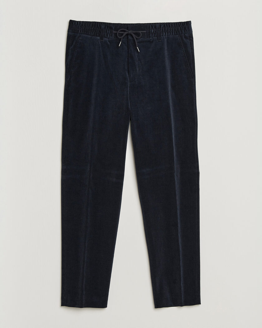 BOSS BLACK Perin Corduroy Drawstring Trousers Dark Blue – Bleu