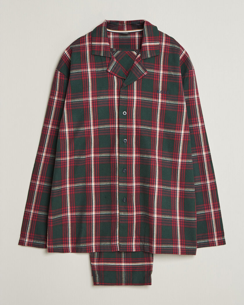BOSS BLACK Checked Flannel Pyjama Set Open Red – Rood