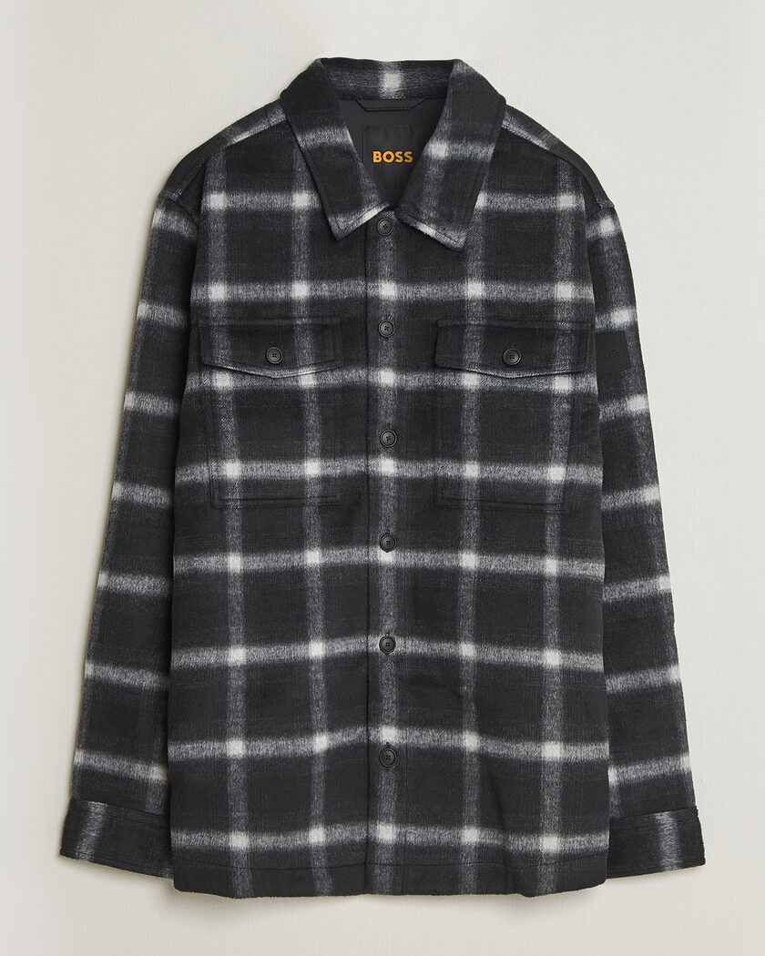 BOSS ORANGE Losky Flannel Checked Overshirt Black – Zwart