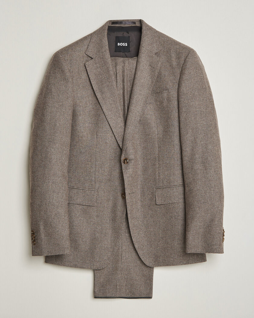 BOSS BLACK Huge Wool Pepita Suit Dark Brown – Bruin