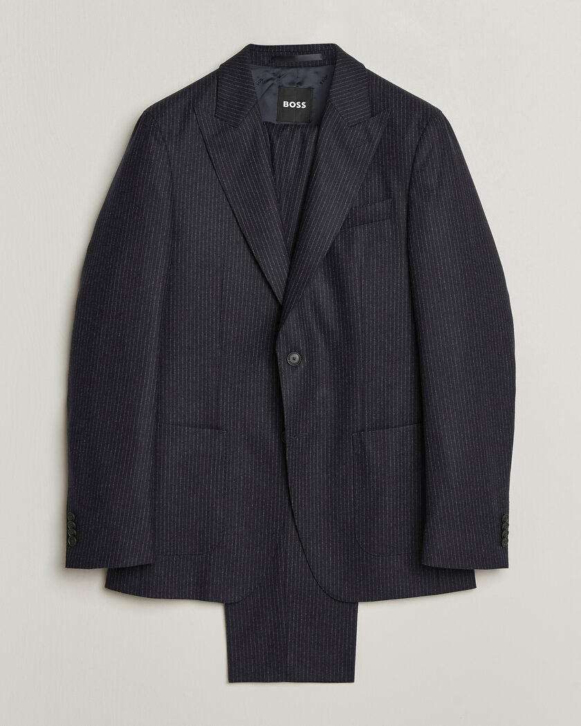 BOSS BLACK Huge Wool Pinstriped Suit Dark Blue – Meerkleurig