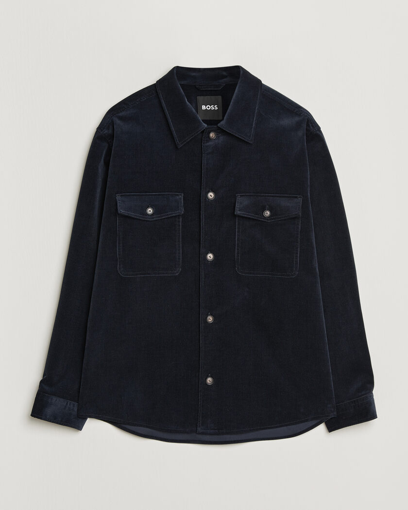 BOSS BLACK Carper Corduroy Overshirt Dark Blue – Blauw