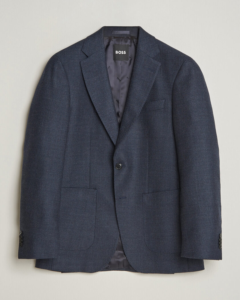 BOSS BLACK Hutson Wool Patch Pocket Blazer Dark Blue – Blauw