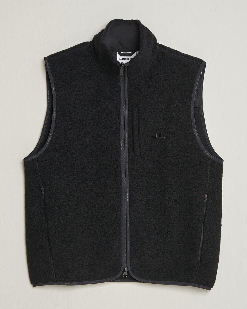 J.Lindeberg Duncan Wool Fleece Vest Black – Zwart