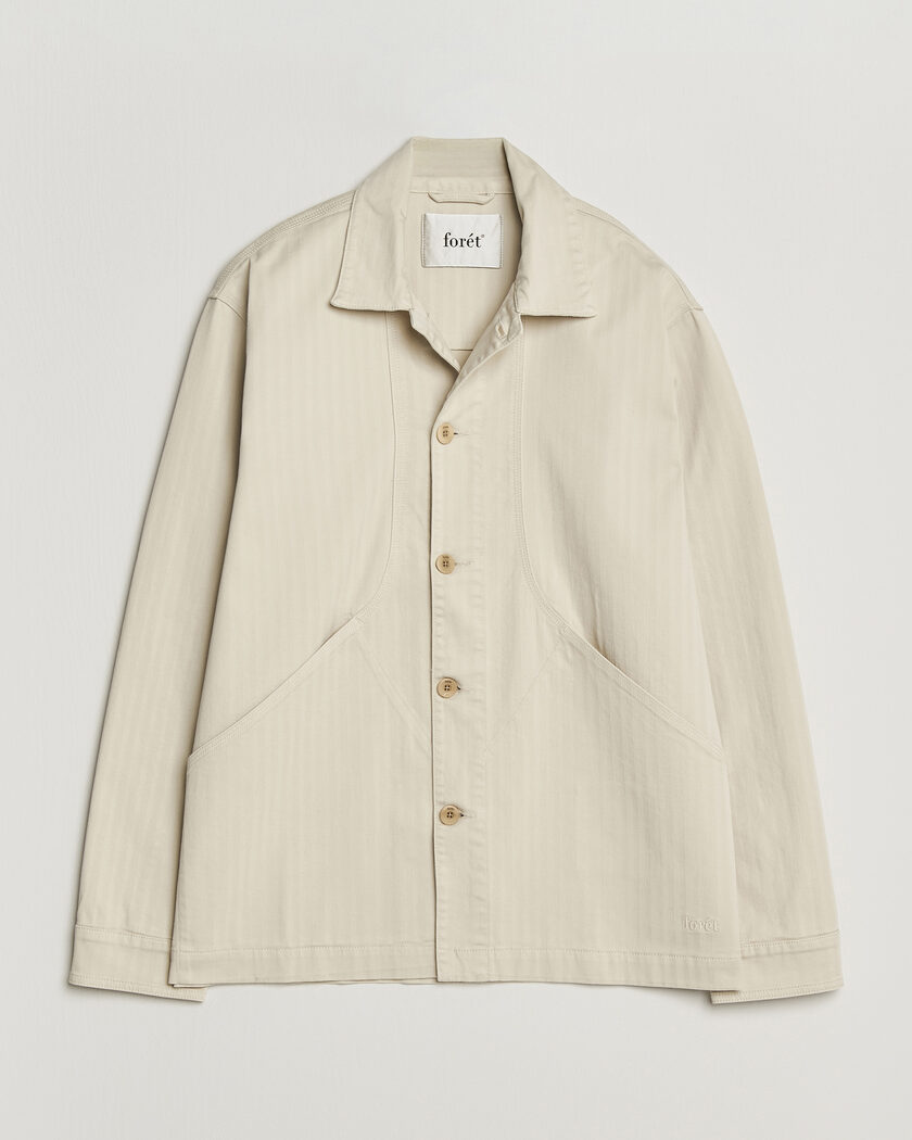 Forét Berry Herringbone Overshirt Oat – Wit