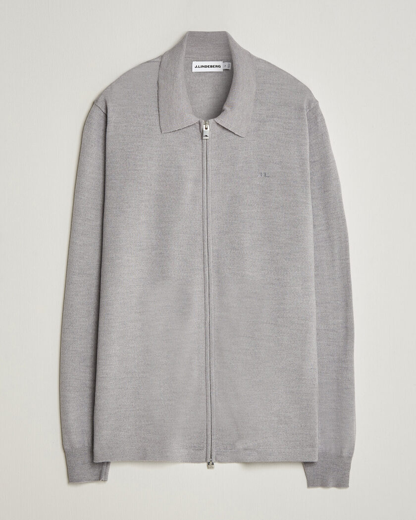 J.Lindeberg Kaleb Merino Full Zip Light Grey Melange – Grijs
