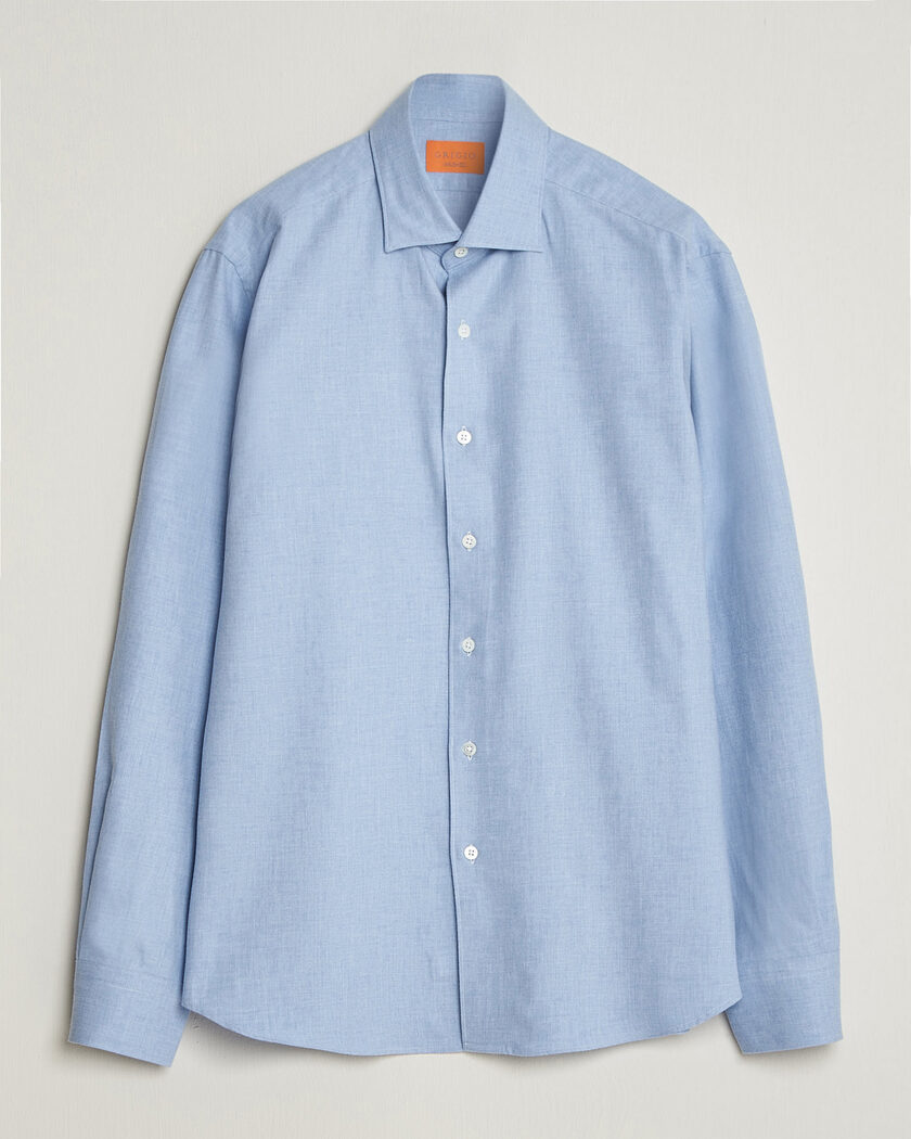 Grigio Washed Flannel Shirt Light Blue – Blauw