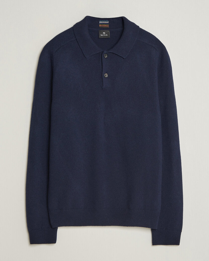 PS Paul Smith Wool Knitted Polo Navy – Blauw