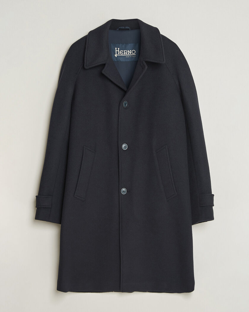 Herno Raglan Wool Coat Navy – Bleu
