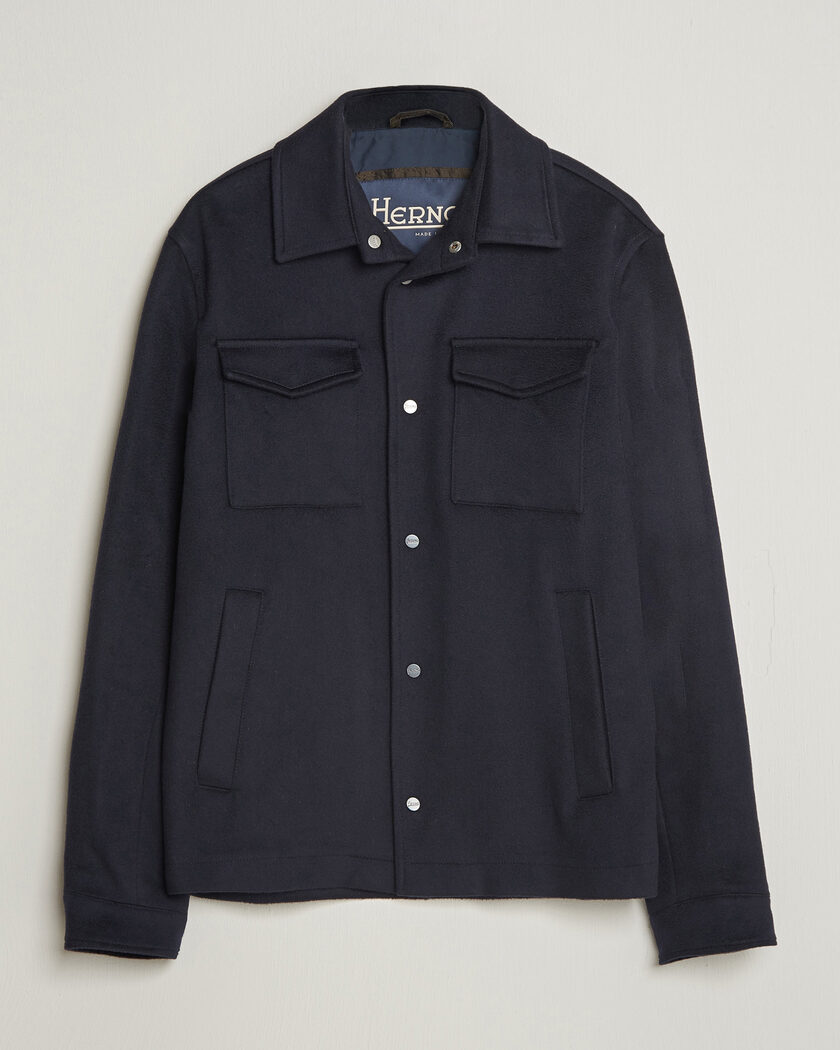 Herno Cashmere Overshirt Navy – Bleu