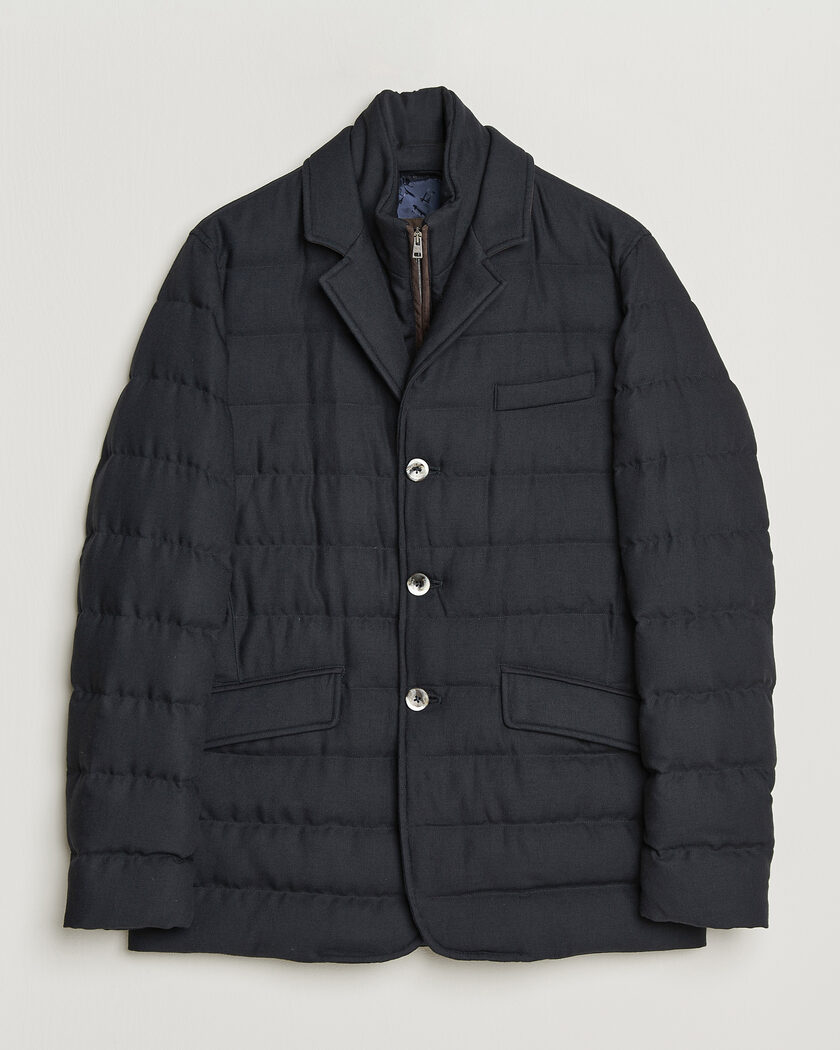Herno Flannel Down Blazer Navy – Bleu