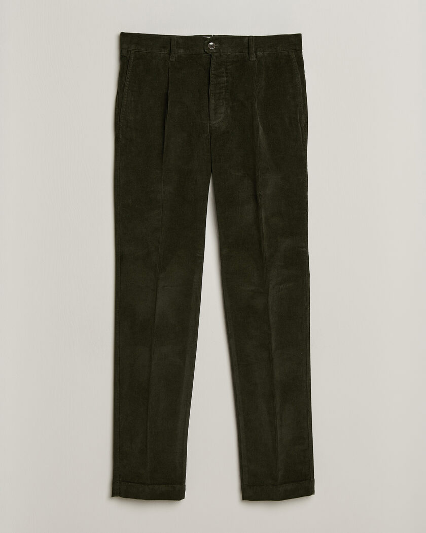 Incotex Regular Fit Washed Corduroy Slacks Forest Green – Groen