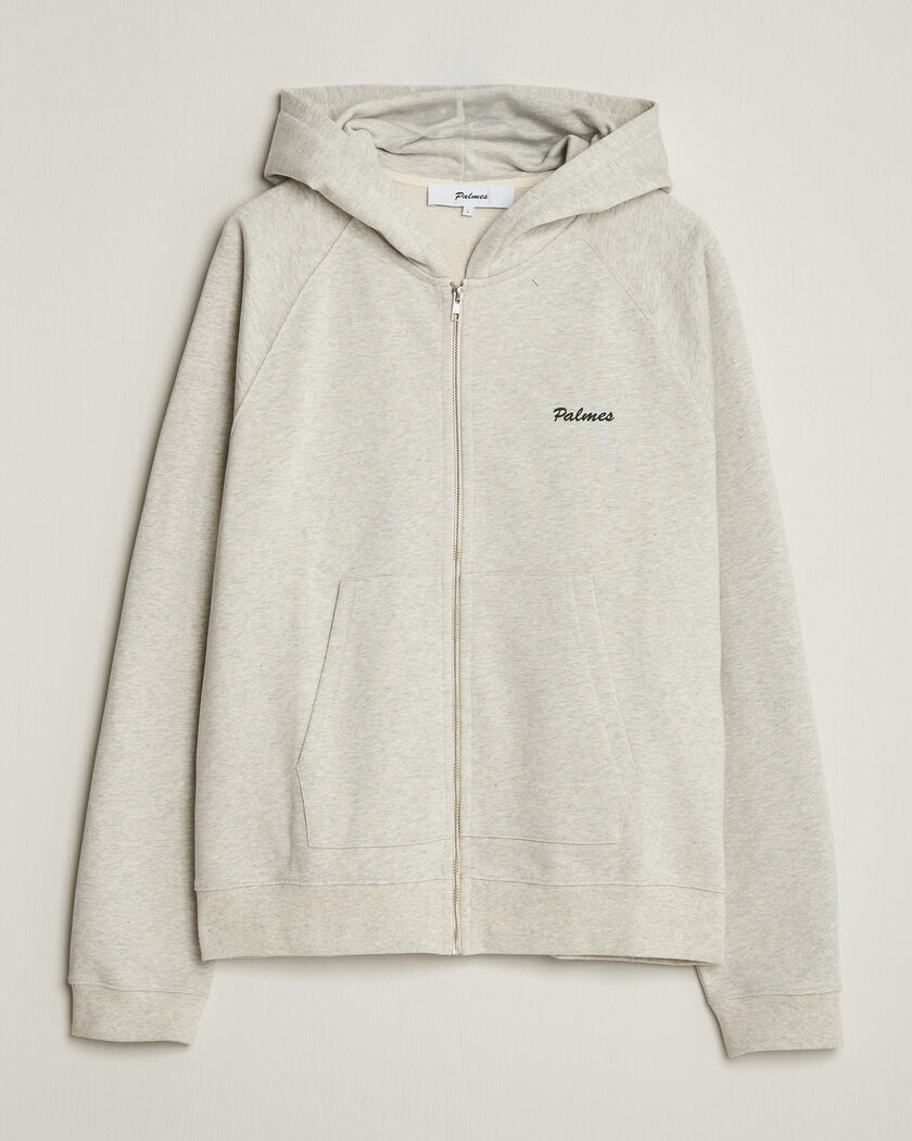 Palmes Logo Zip Hoodie Grey Melange – Grijs