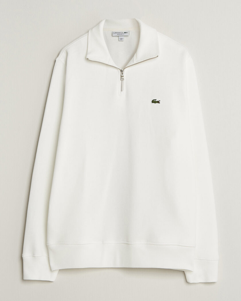 Lacoste Rib Interlock Half Zip Flour – Blanc