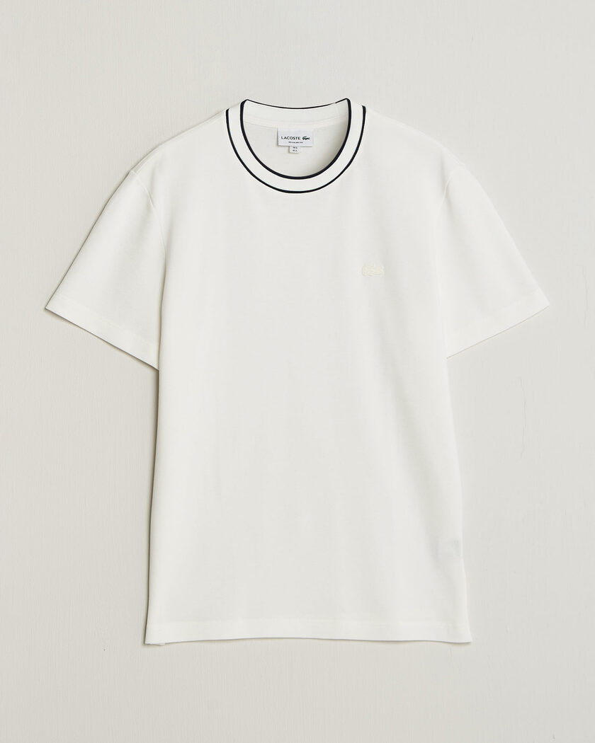 Lacoste Contrast Rib Piqué T-Shirt Flour – Wit