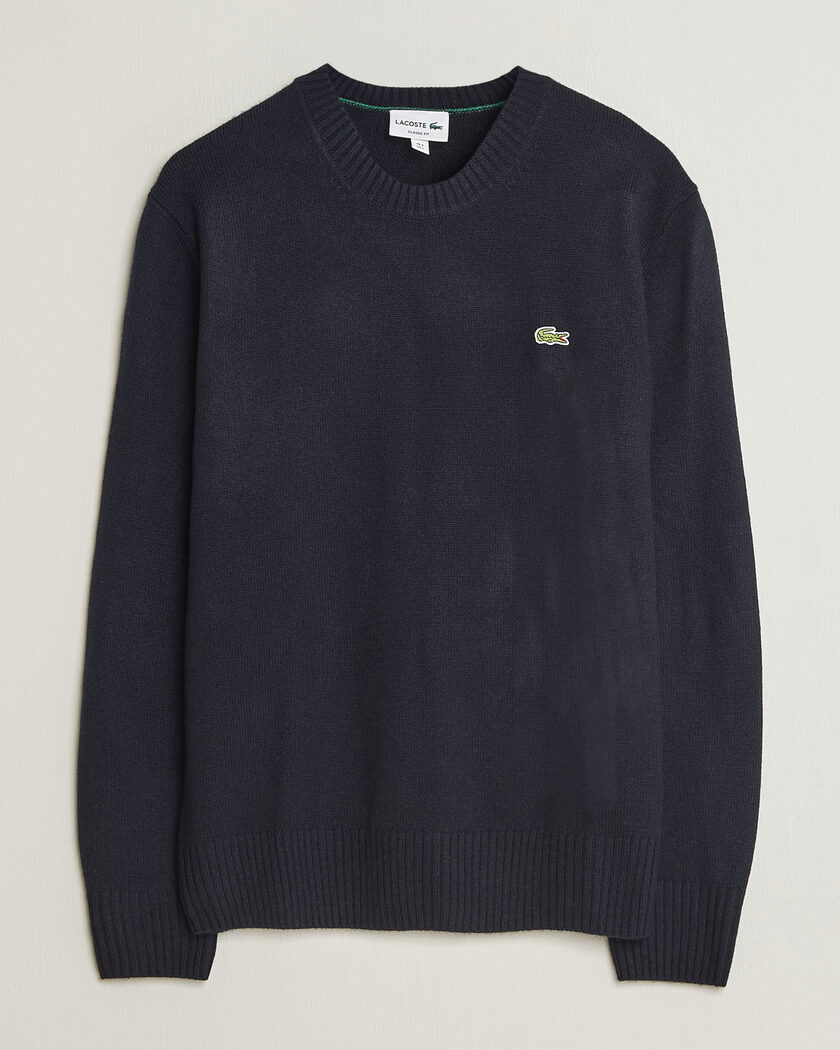 Lacoste Carded Wool Crew Neck Navy Blue – Blauw