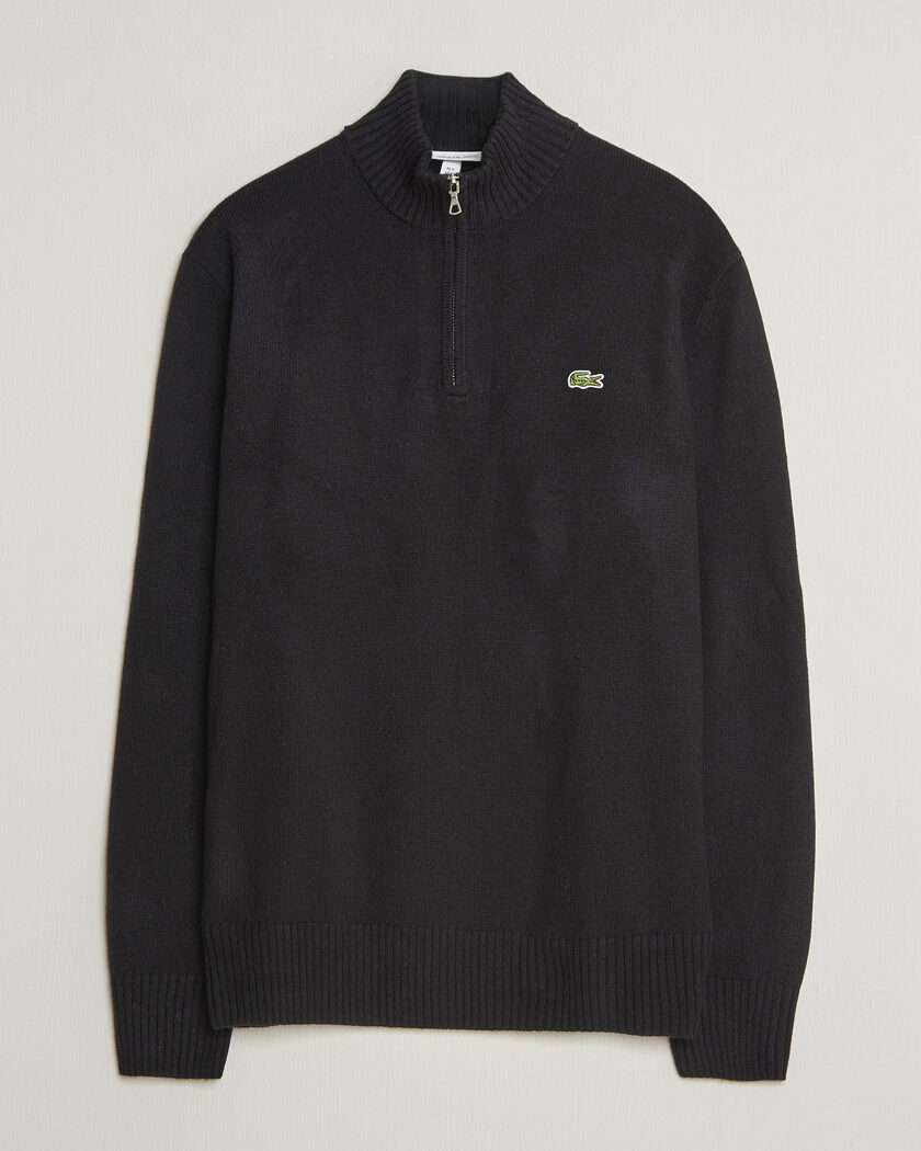 Lacoste Carded Wool Half Zip Black – Zwart