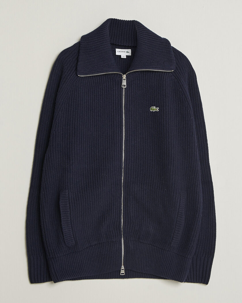 Lacoste Heavy Wool Knitted Full Zip Navy Blue – Bleu