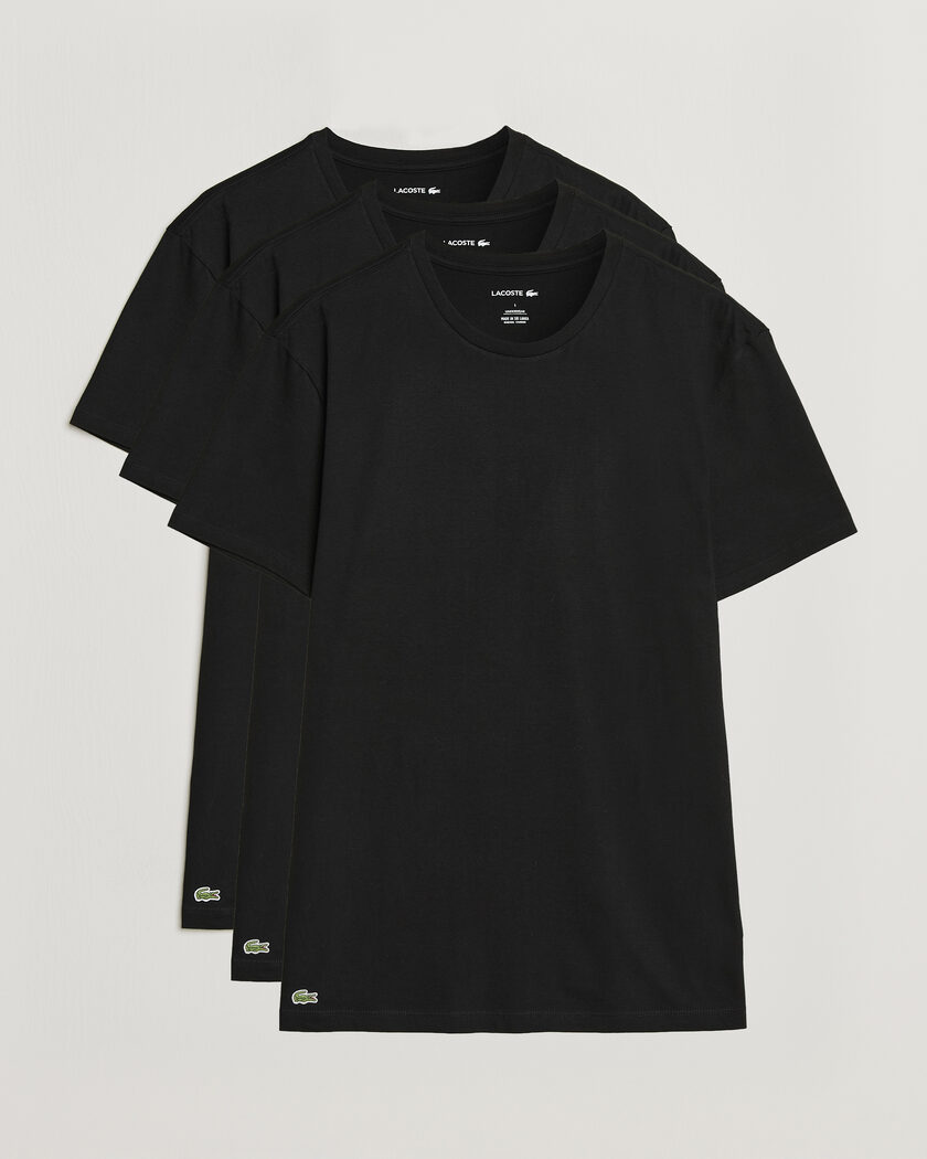 Lacoste 3-Pack Crew Neck T-Shirt Black – Noir