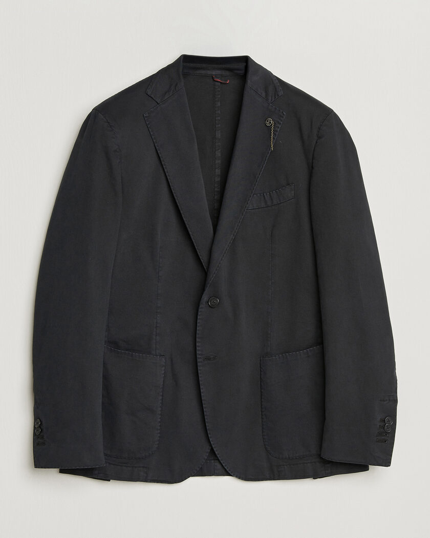 Santaniello Washed Cotton Patch Pocket Blazer Black – Zwart