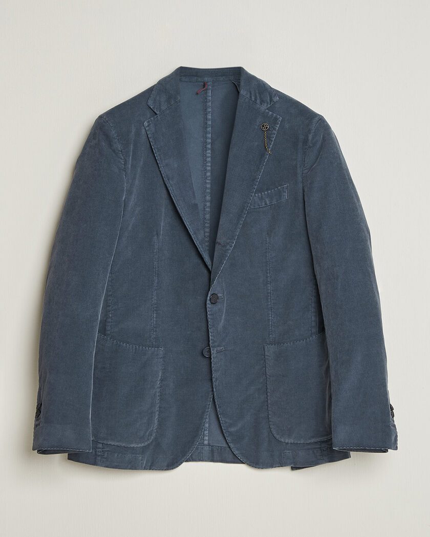 Santaniello Corduroy Patch Pocket Blazer Iron Blue – Blauw