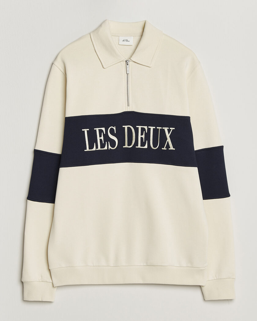 LES DEUX Zipper Rugby Sweatshirt Ivory – Wit