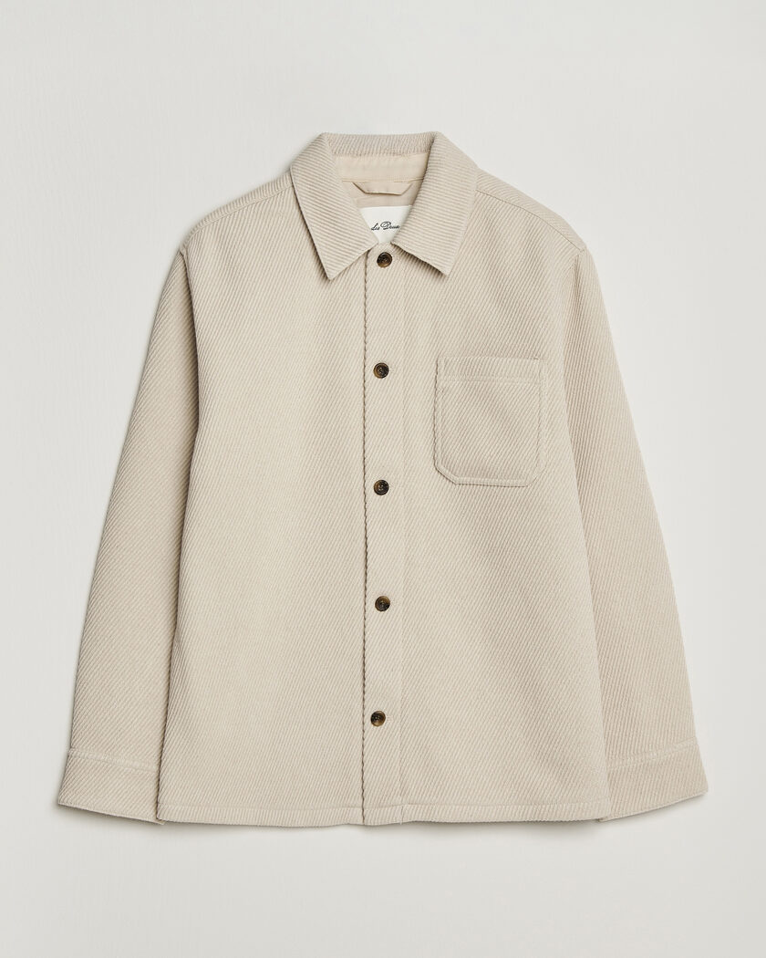 LES DEUX Twill Wool Overshirt Ivory – Wit