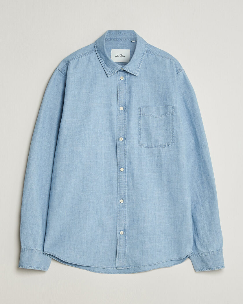 LES DEUX Chambray Shirt Light Blue Wash – Blauw