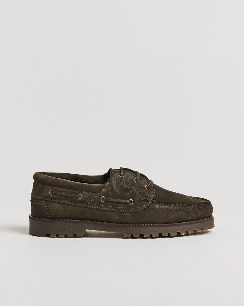 LES DEUX Suede Boatshoe Rosin Green – Groen