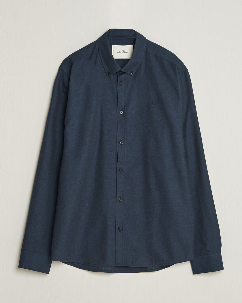 LES DEUX Soft Flannel Shirt Dark Navy – Blauw