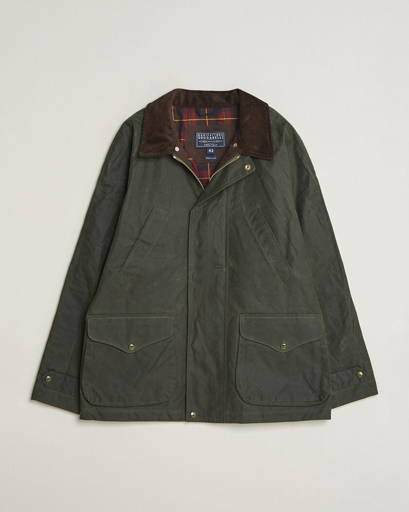 Manifattura Ceccarelli Rain Caban Wax Cloth Dark Green – Groen