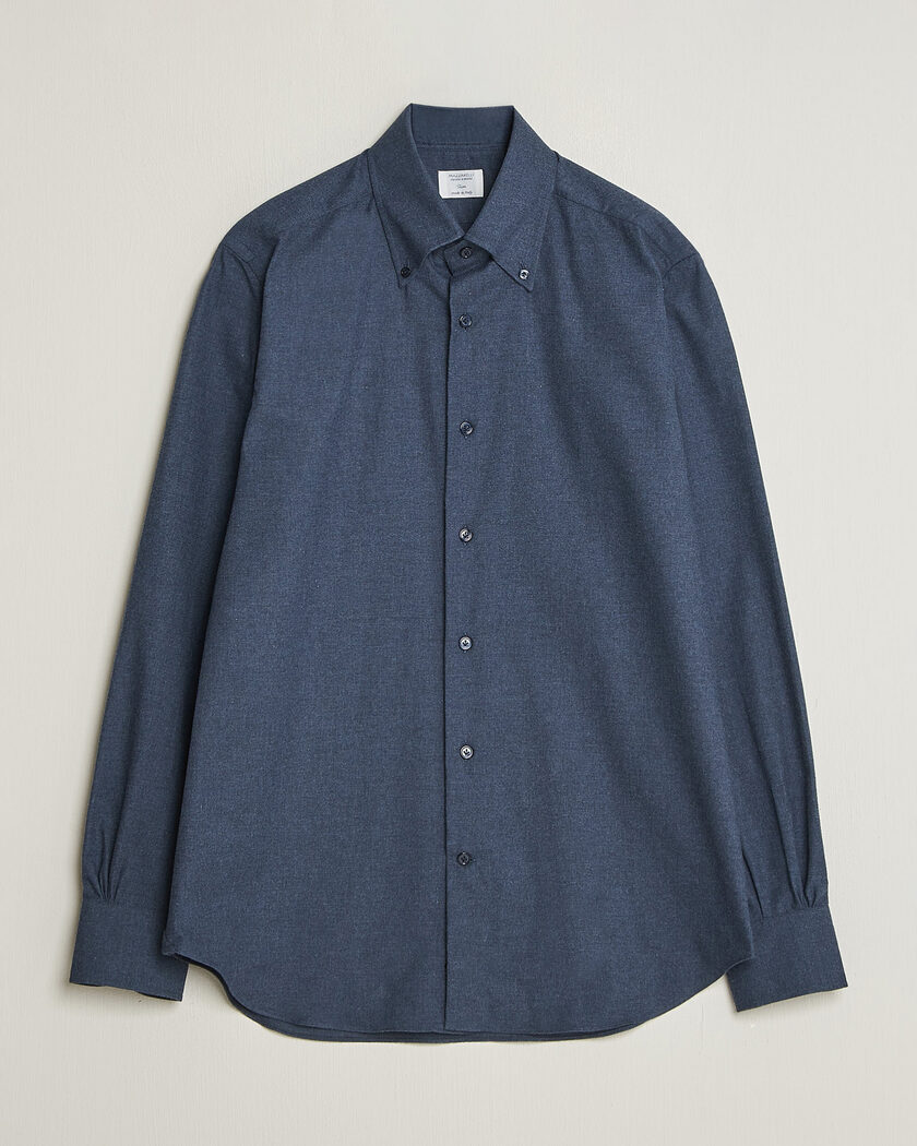 Mazzarelli Soft Flannel Button Down Shirt Navy – Bleu