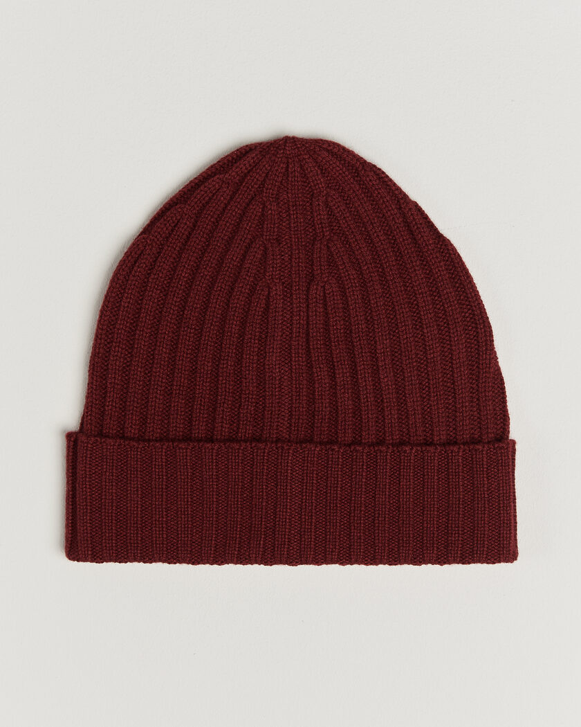 Piacenza Cashmere Ribbed Cashmere Beanie Burgundy – Rouge