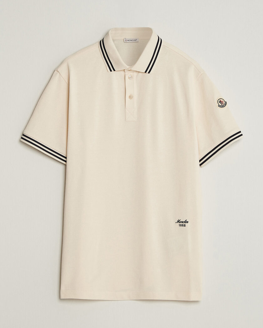 Moncler Contrast Collar Polo Off White – Blanc
