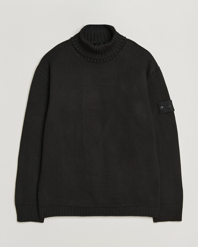 Stone Island Ghost Plush Stitch Winter Cotton Rollneck Black – Zwart