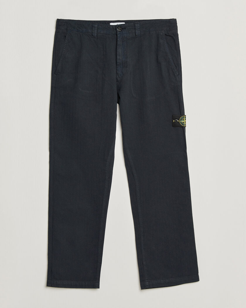 Stone Island Cotton Herringbone Pants Navy Blue – Bleu