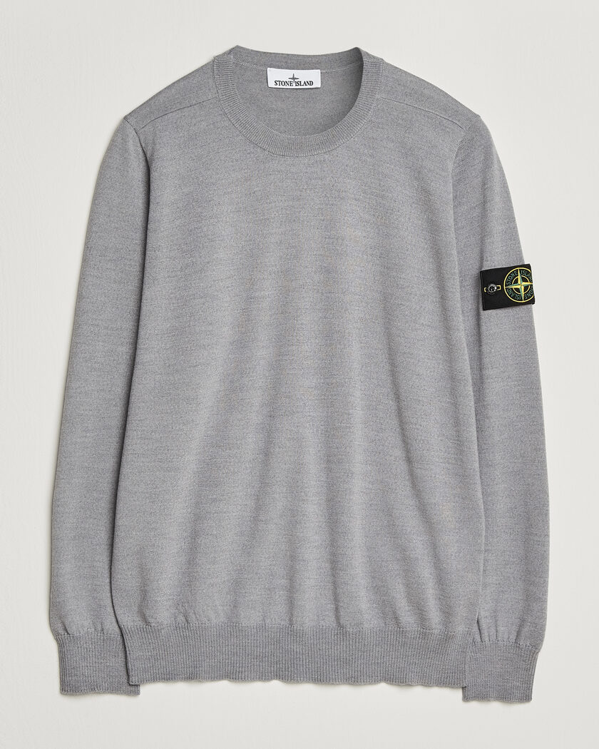 Stone Island Light Pure Wool Crew Neck Ash Grey Melange – Gris