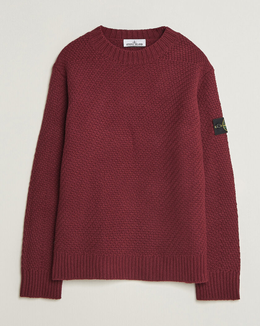 Stone Island Basket Stitch Lambswool Crew Neck Amaranth – Rood