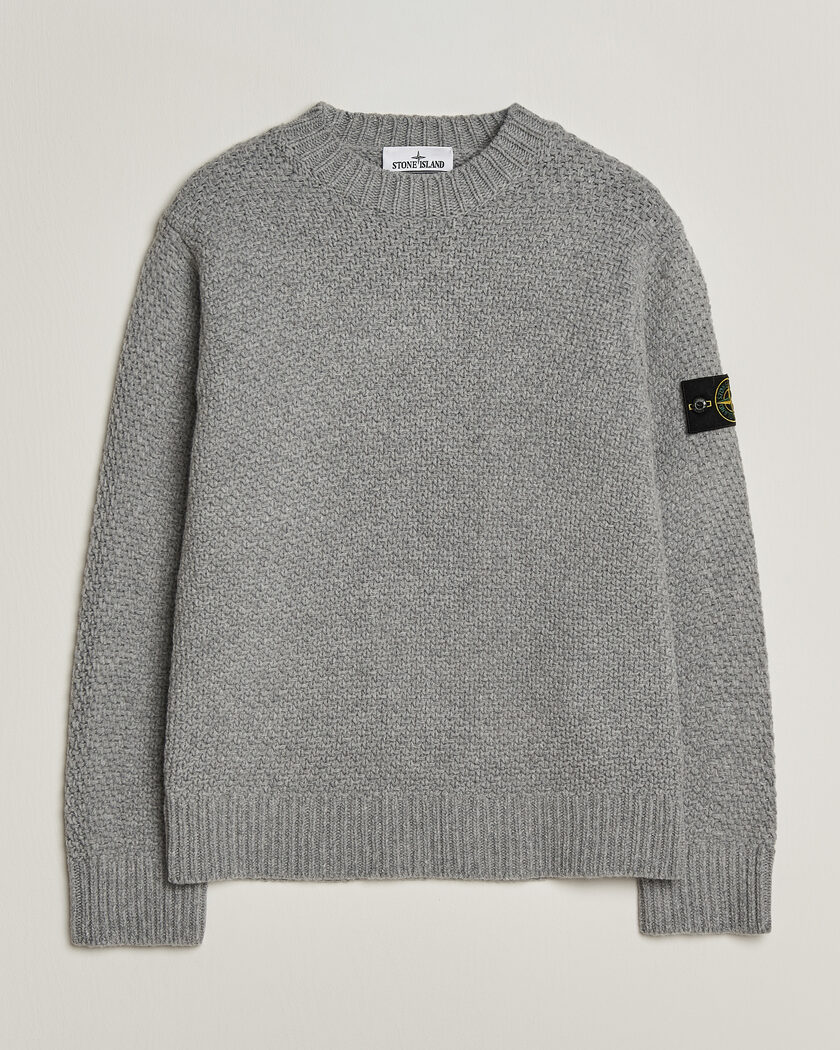 Stone Island Basket Stitch Lambswool Crew Neck Grey Melange – Gris