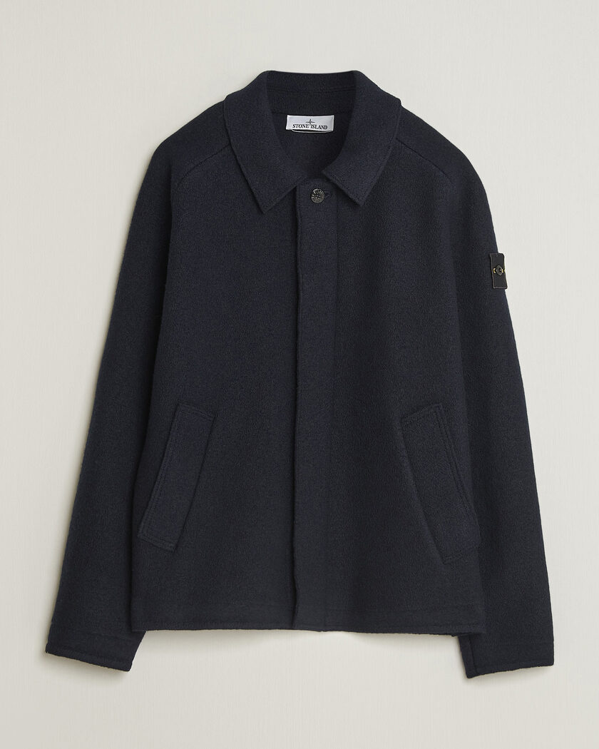 Stone Island Felted Wool Cardigan Navy Blue – Blauw