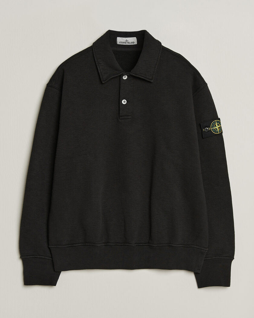 Stone Island Tubular Cotton Fleece Polo Black – Noir
