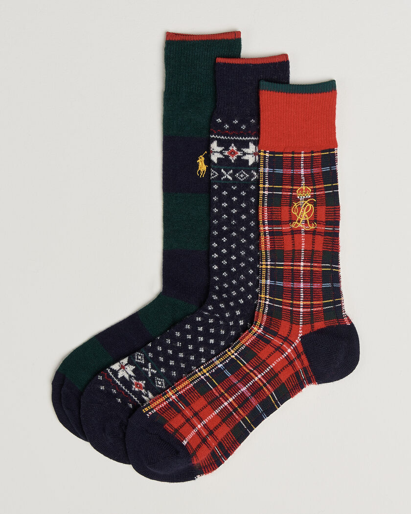 Polo Ralph Lauren 3-Pack Lambswool Sock Hunter Multi – Meerkleurig