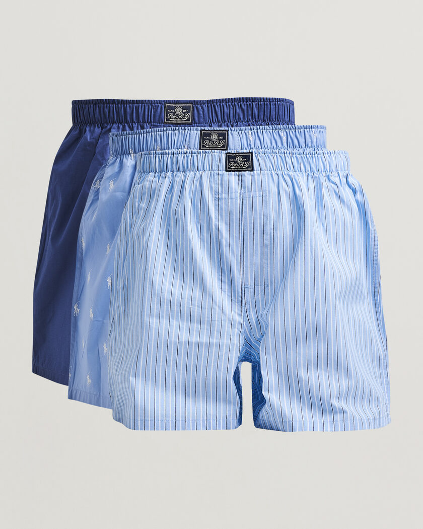 Polo Ralph Lauren 3-Pack Woven Boxer Blue/White – Bleu