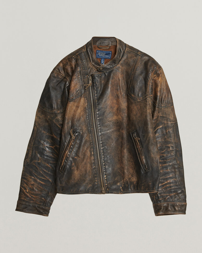 Polo Ralph Lauren Leather Bomber Jacket Brown/Black Amber – Bruin