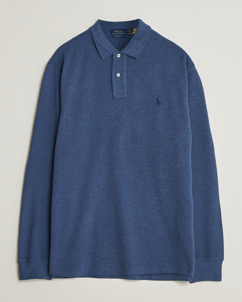Polo Ralph Lauren Custom Slim Fit Long Sleeve Polo Derby Blue Heather – Blauw