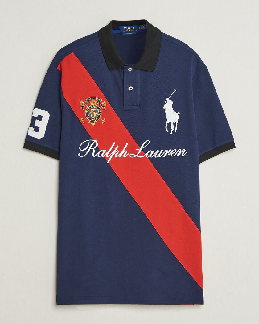 Polo Ralph Lauren Classic Fit Diagonal Stripe Polo Newport Navy – Blauw